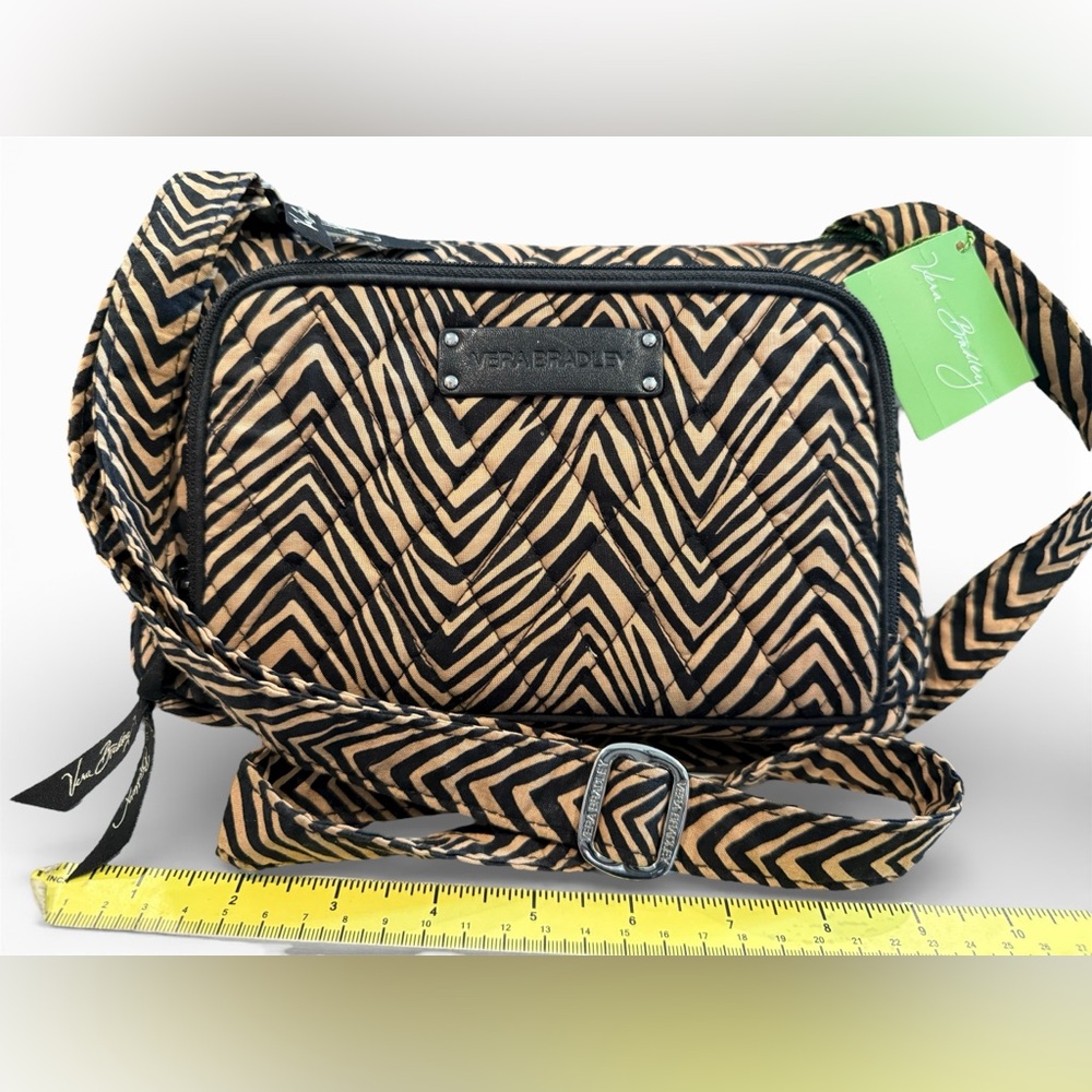 Vera Bradley Zigzag Crossbody Bag in Tan and Black NWT